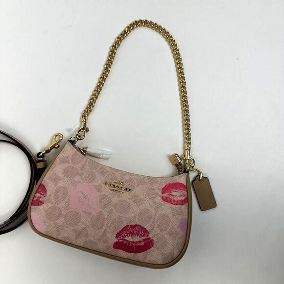 Coach CZ943 Teri Mini Crossbody Bag In Signature Canvas With Lips Print IN Sand - Picture 5 of 13